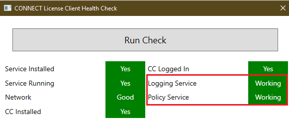 Screenshot of Health Check