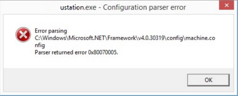 configuration parser error windows 8