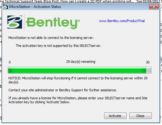 Bentley v8i site activation key