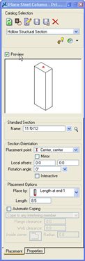 Adding Parametric Rectangular Sections Using Placement Tool